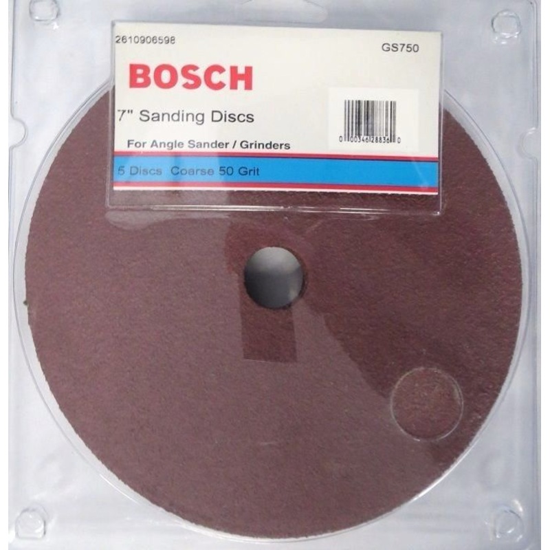 Bosch GS750 7-Inch AO Fiber Resin Sanding Disc 50 Grit 5-pack