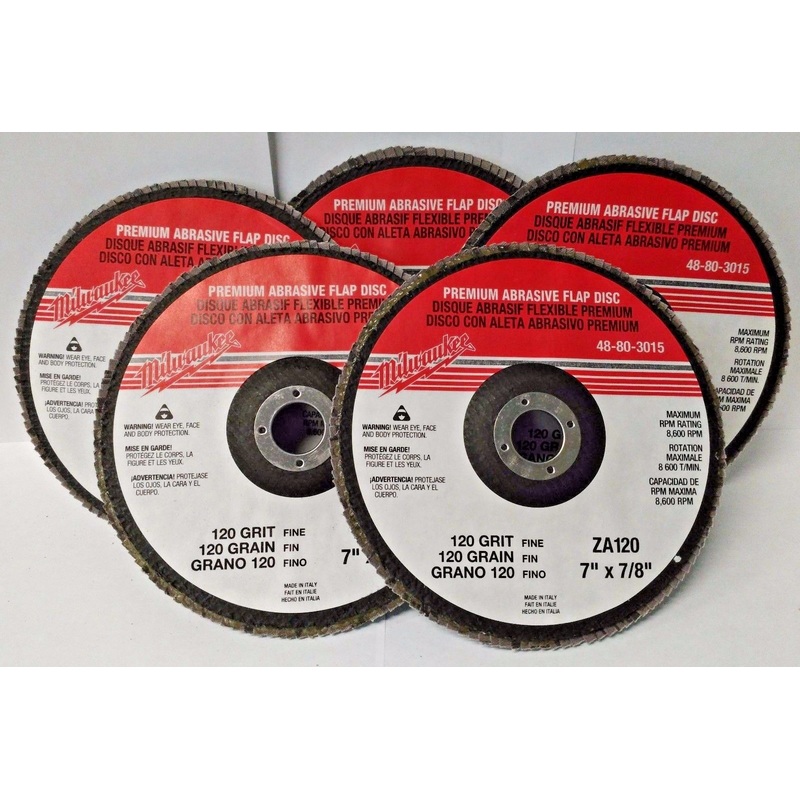 Milwaukee 48-80-3015 Premium Abrasive Flap Discs 7" x 7/8" 120 Grit 5 Pack