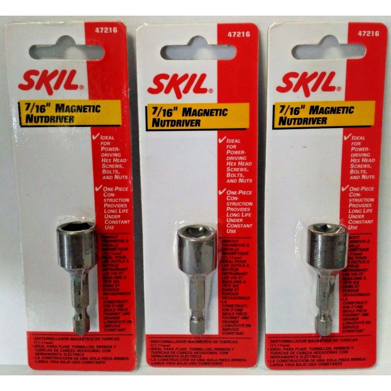 SKIL 7/16" x 1-13/16" Magnetic Nutdriver 47216 3PKS