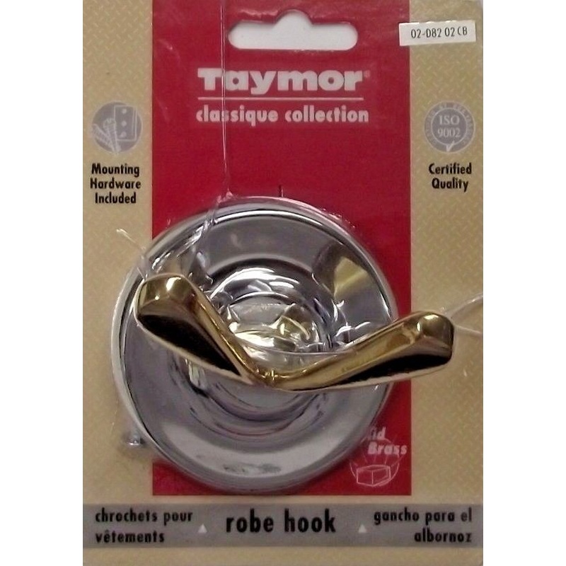 Taymor 02-D8202CB Classique Series Double Robe Hook Polished Chrome & Brass