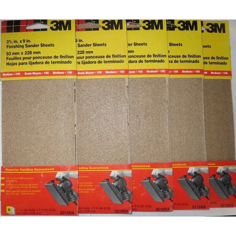 3M 3-2/3" x 9" Finishing Sander Sheets 9216NA 5 Packs