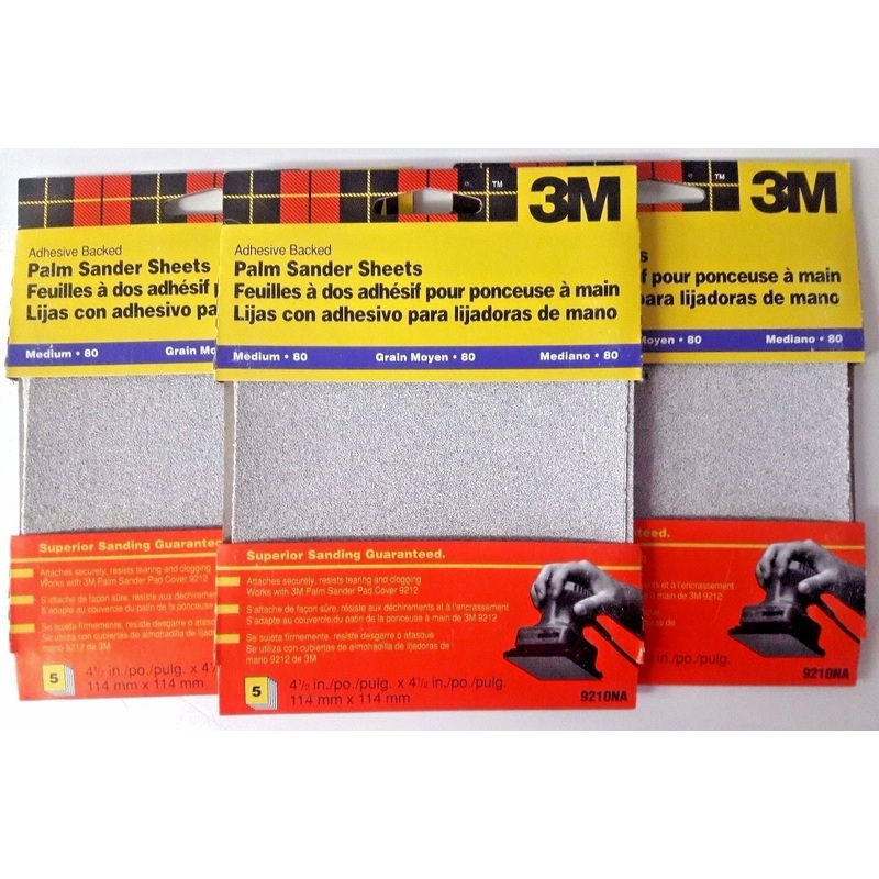 3M 4-1/2" x 4-1/2 Palm Sander Sheets 9210NA 3-5 PKS