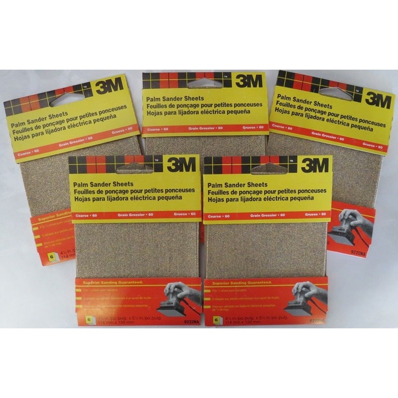 3M 4-1/2" x 5-1/2" Palm Sander Sheets 9222NA 5 Packs