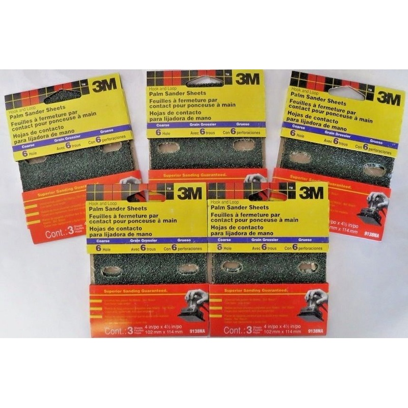 3M 9138NA 4" x 4-1/2" Palm Sander Sheets 5 Packs