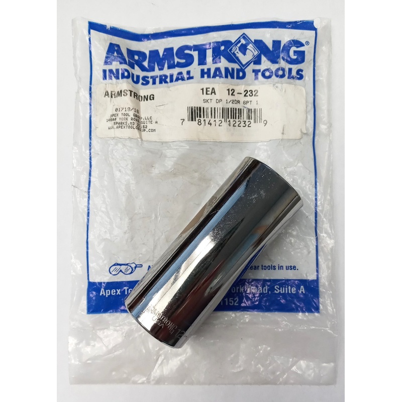 Armstrong 12-232 1/2" Drive 1" Deep Socket 6-Point USA Made