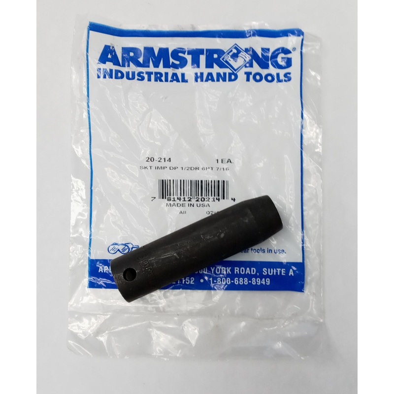 ARMSTRONG 20-214 1/2" Drive 7/16" Deep Impact 6 Point Socket USA