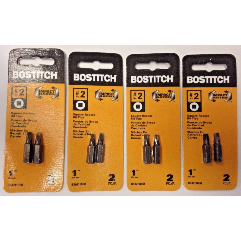 Bostitch BSA211QIM #2 1" Square Recess Bit Tips 4-2 Packs