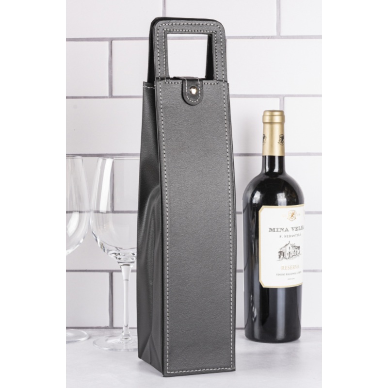Clipper 199 Wine Bottle Carrying Tote Bag, Faux Leather, PERSONALIZED