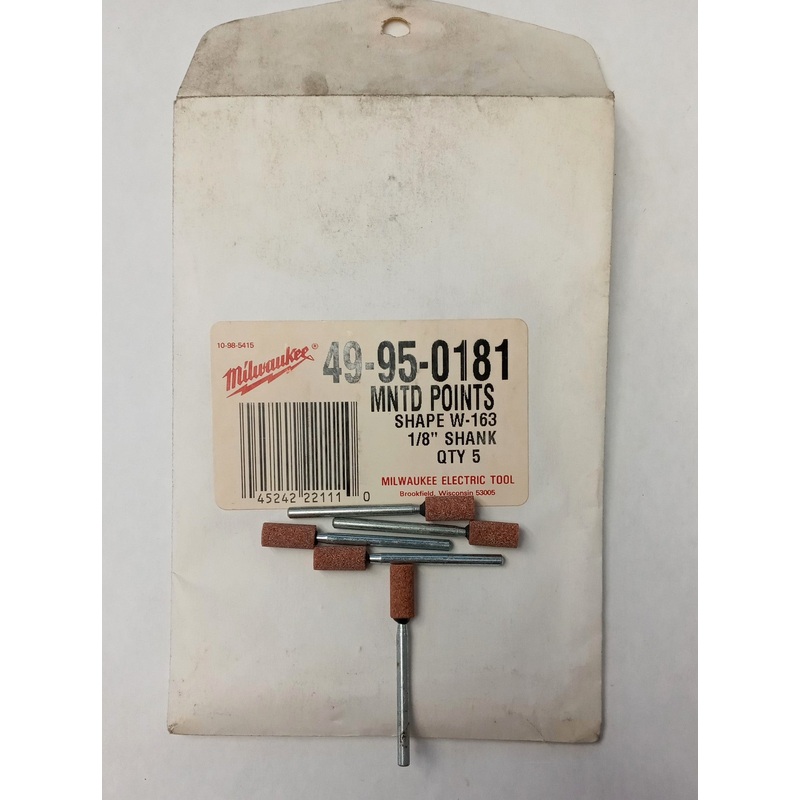 Milwaukee 49-95-0181 Shape W-163 Mounted Points 1/8" Shank