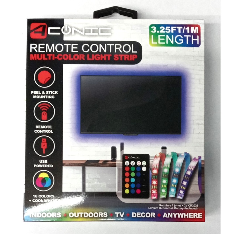 Aconic S-ARLS1M-01 Remote Control Multi-Color Light Strip 3.25ft(1m) Long