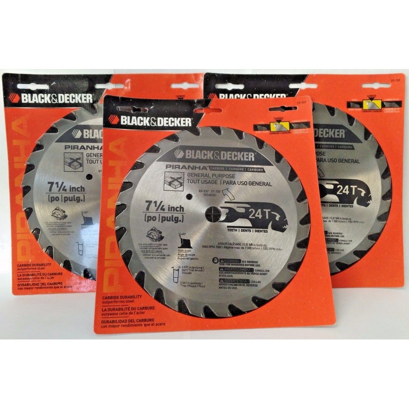 Black & Decker 77-737 Piranha 7-1/4" x 24 Tooth Carbide Circular Saw Blade 3Pcs