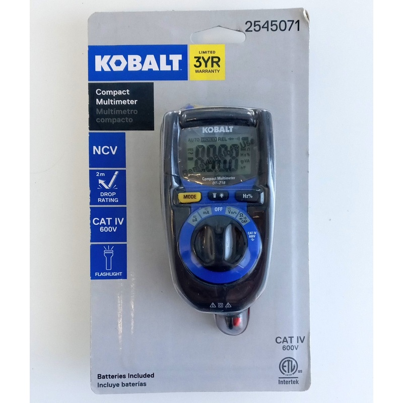 Kobalt Tools 2545071 Compact Multimeter CAT IV With Batteries 600V 3-In-1 NCV