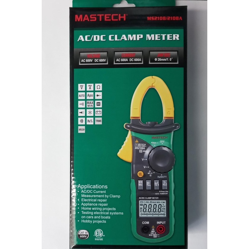 MASTECH Professional MS2108A 4000 Count AC DC Current Clamp Meter LCD Backlight