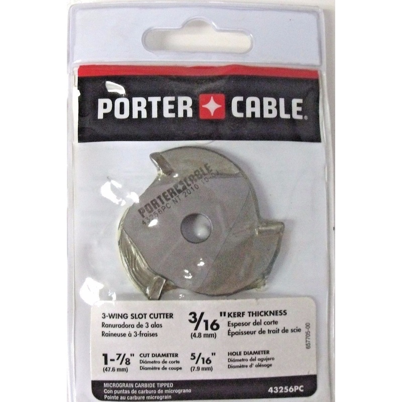 Porter Cable 43256PC 3/16" 3 Wing Slot Cutter  1/4" Shank