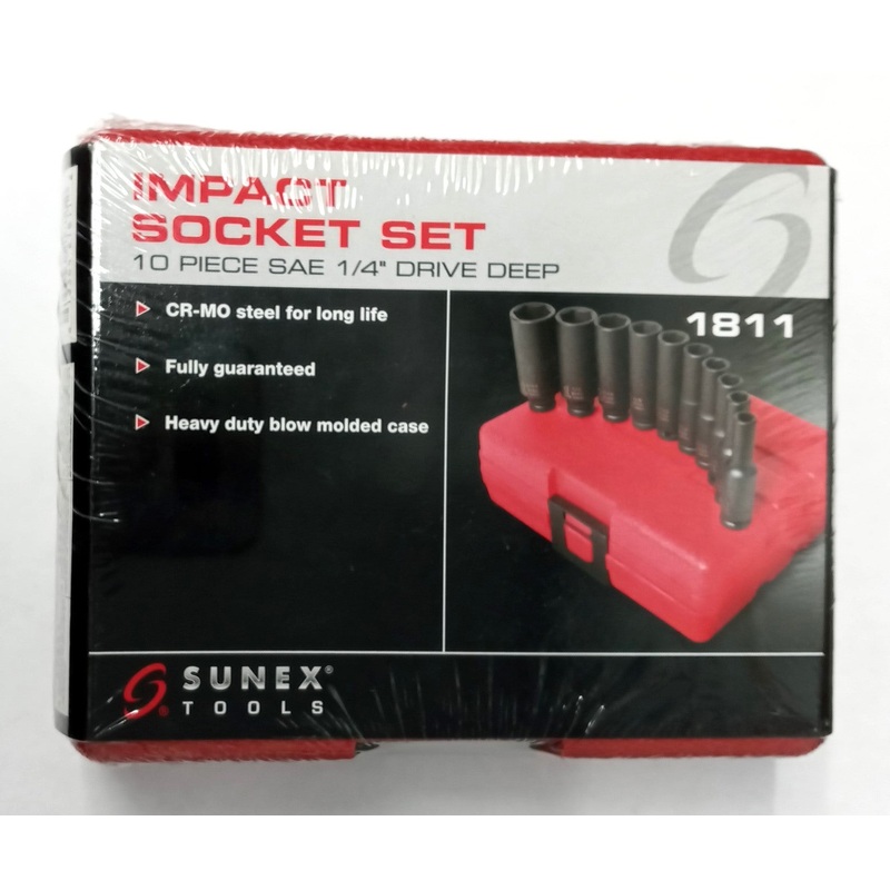 Sunex 1811 10 Piece 1/4" Drive Deep SAE Impact Socket Set