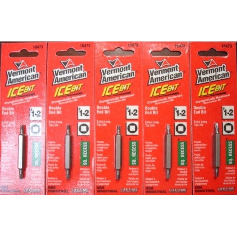 Vermont American 16473 #1-2 Double Square End Screw Bit Tips 2" 5 PKS
