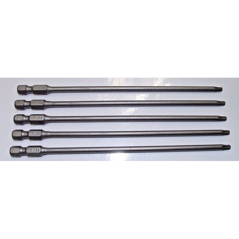 Bosch 337765 T15 Torx Power Bit 1/4" Hex Drive, 6" OAL 5pcs. USA