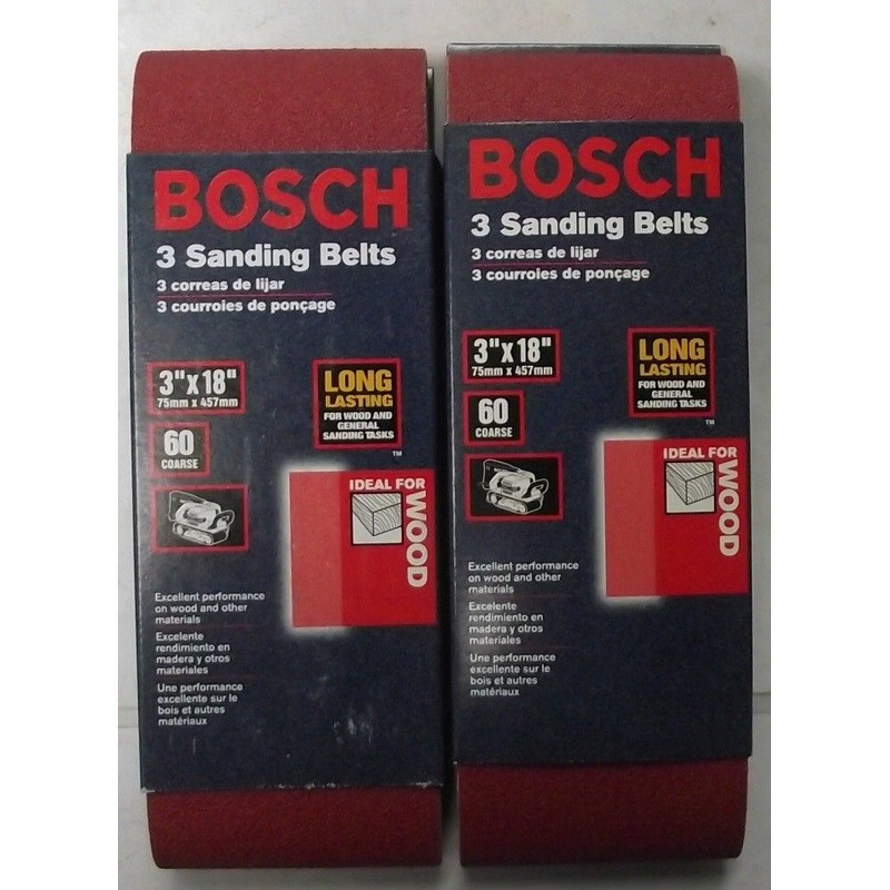 Bosch SB3R060 3" x 18"  60 Grit Red Sanding Belts 2-3 Packs