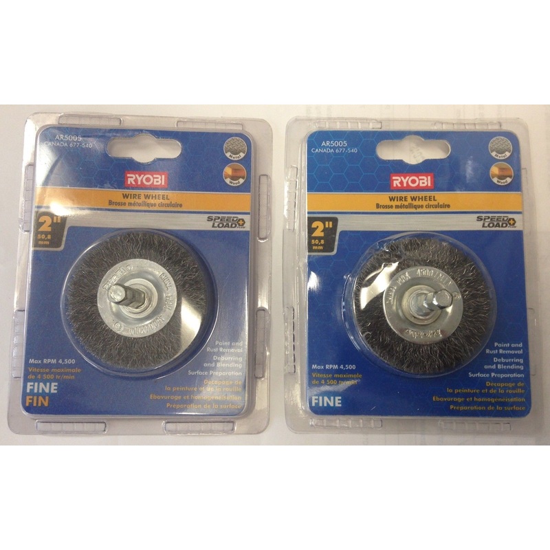 Ryobi AR5005 Speed Load Plus 2" Fine Wire Wheel For Metal / Wood 2PKS