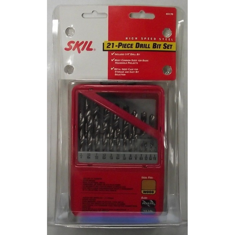Skil 45176 21 Piece 1/16" to 3/8" Twist High Speed Steel Drill Set