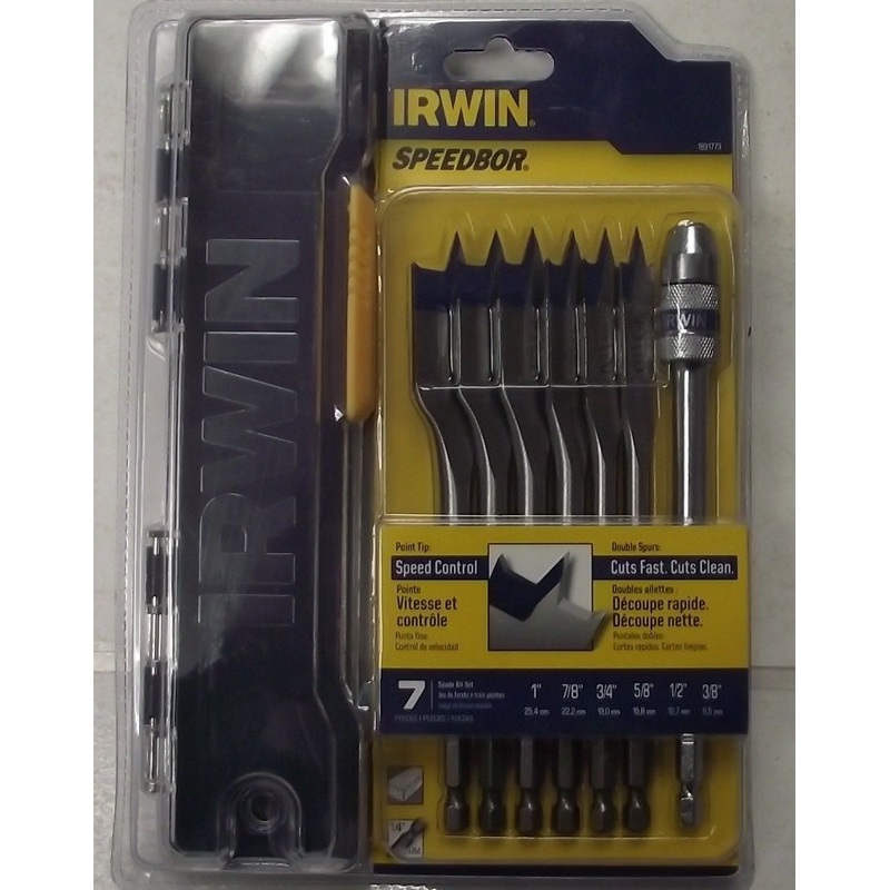 Speedbor 1891773 Irwin Tools Blue-Groove Spade Bits 7-Piece Slim Case