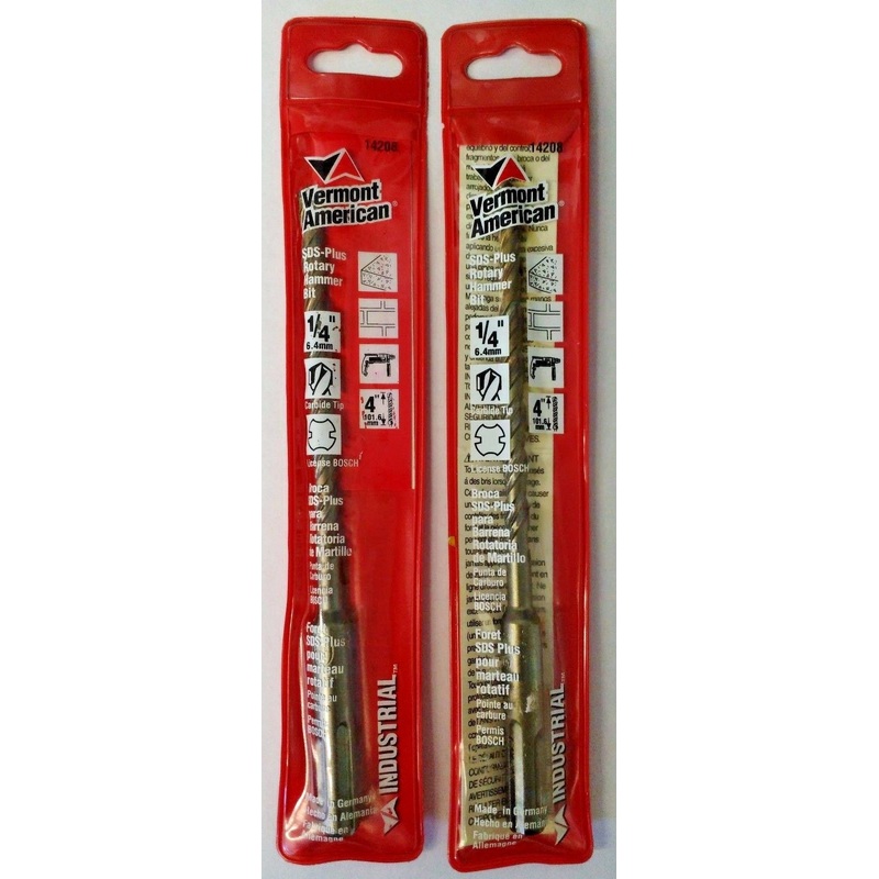 Vermont American 14208 1/4" x 4" x 6" SDS Plus Rotary Hammer Drill Bit 2PKS