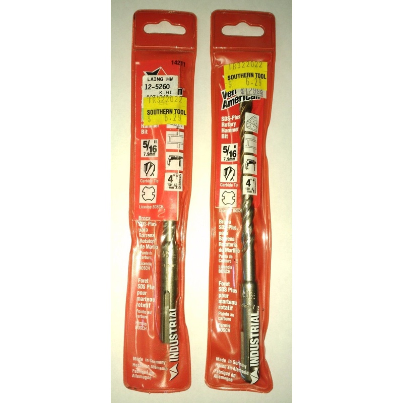Vermont American 14211 5/16" x 4" x 6" SDS Plus Rotary Hammer Drill Bit 2PKS