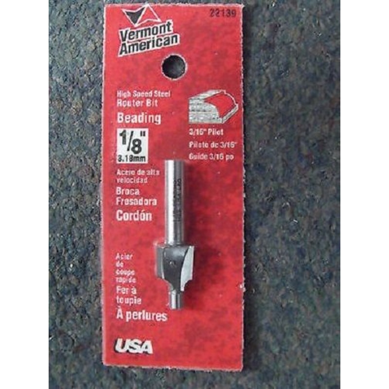 Vermont American 22139 1/8-Inch HSS Beading Router Bit USA