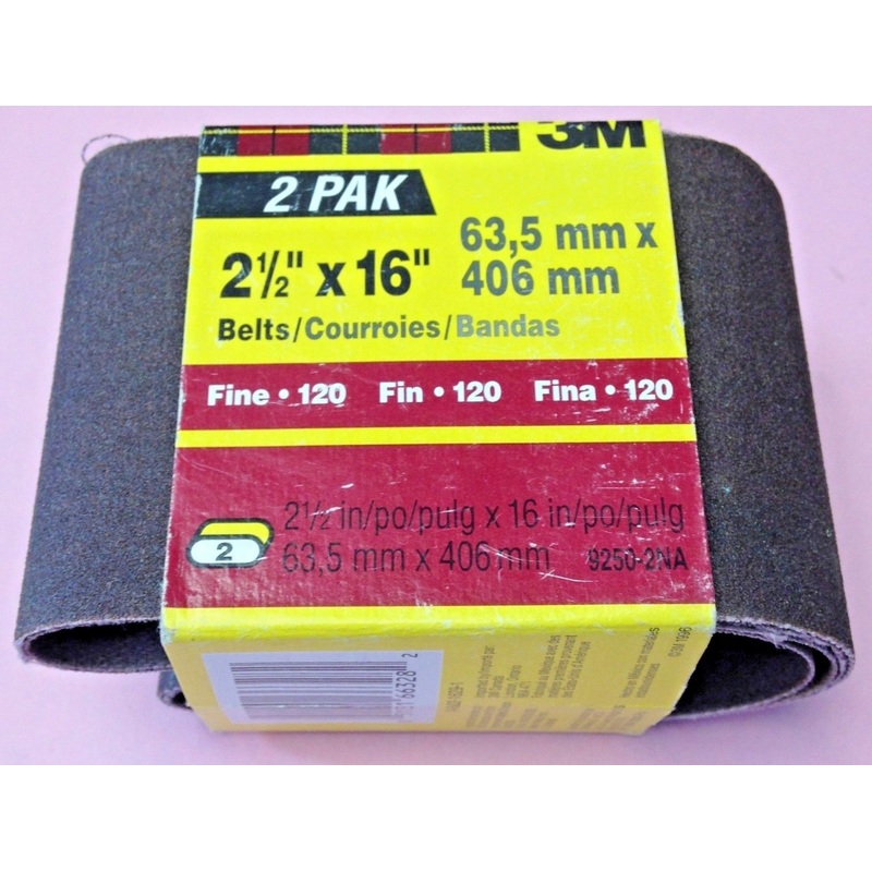 3M 9250-2NA 2-1/2" x 16" Fine 120 Grit Sanding Belts (2 Pack)