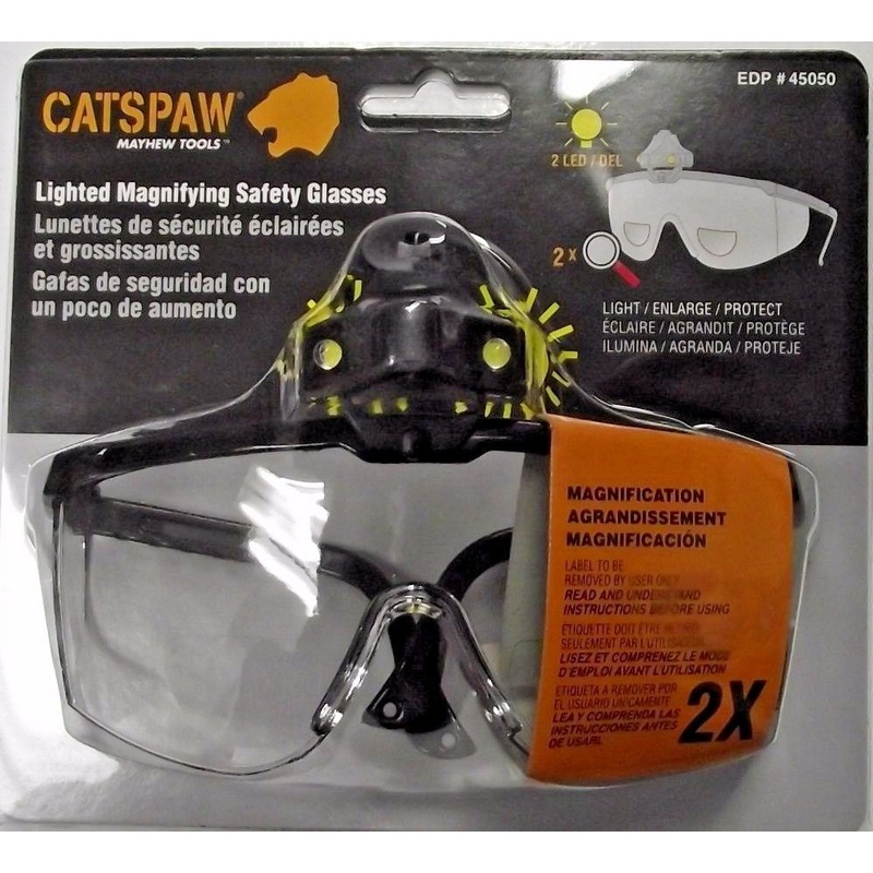 Mayhew Select 45050 Cats Paw Lighted Magnifying Safety Glasses