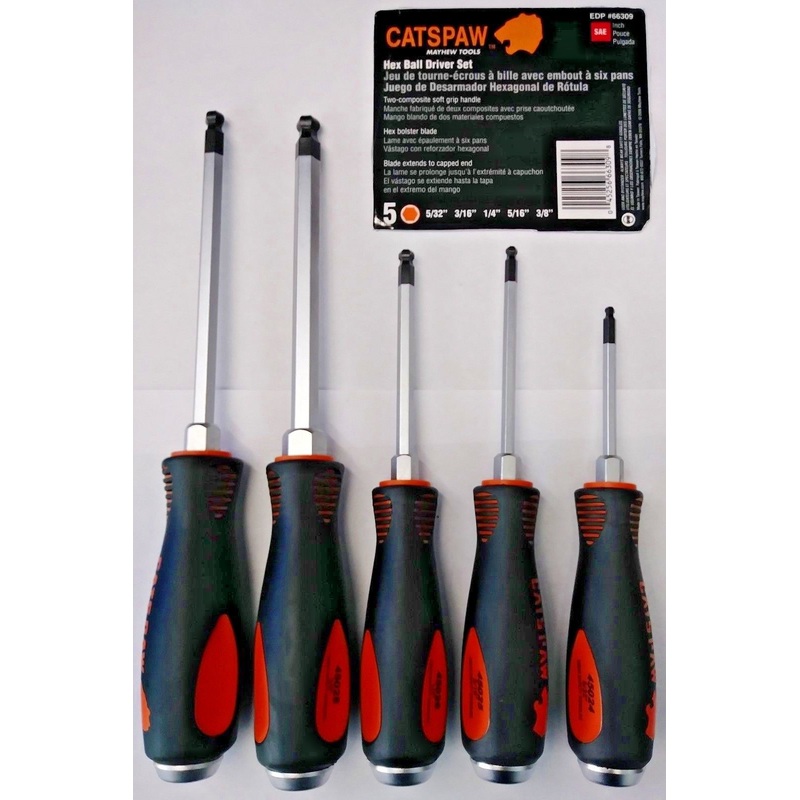 Mayhew Tools 66309 Catspaw SAE Hex Ball Driver Set (5 Piece)