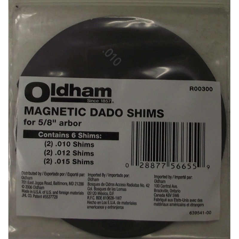 Oldham R00300 Magnetic Dado Shims 6pcs USA