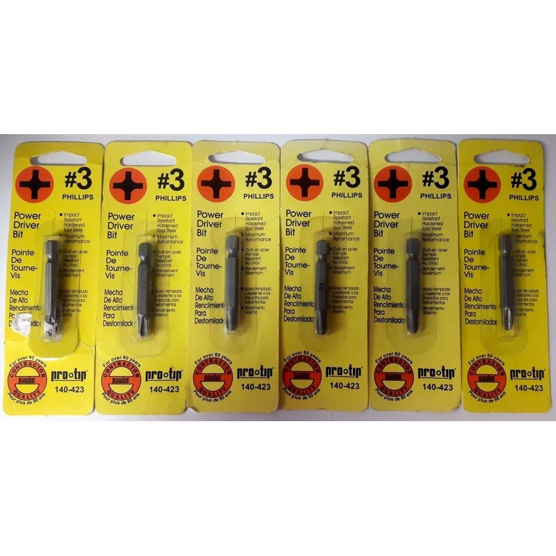 Paulin Pro Tip 140-423 #3 x 2" Phillips Impact Resistant Screw Tip 6PKS