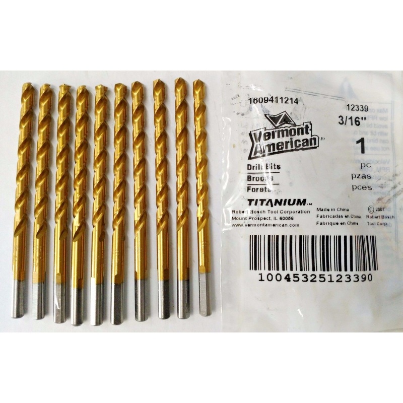 Vermont American 12339 3/16" Titanium Coated Drill Bit 10 Pack