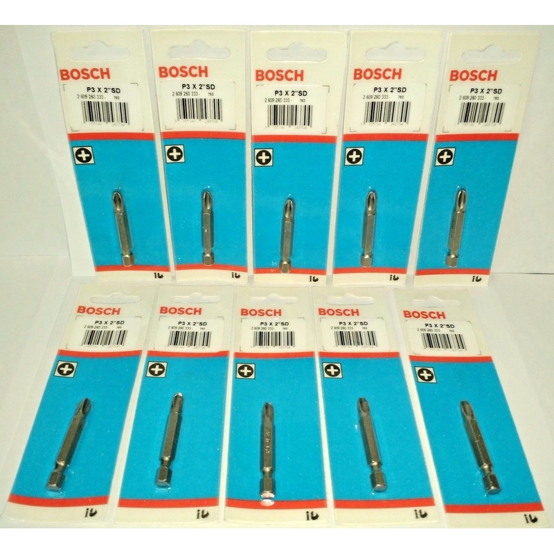 Bosch 2609260333  P3 x 2" Phillips Power Screw Tip Bits USA 10PKS