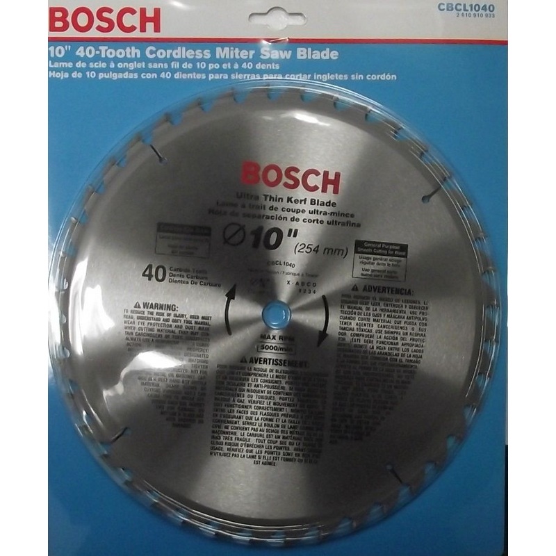 Bosch CBCL1040 10" x 40 Tooth ATB Ultra Thin Kerf General Purpose Saw Blade