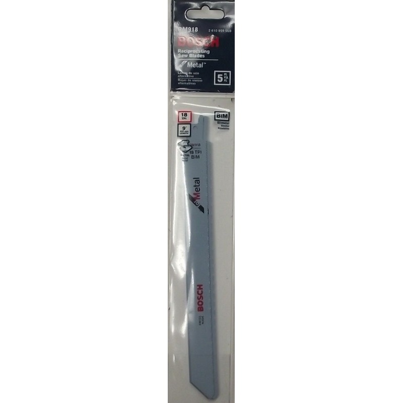Bosch RM918 9" x 18 TPI Bi-metal Reciprocating Saw Blade 5 pack Swiss