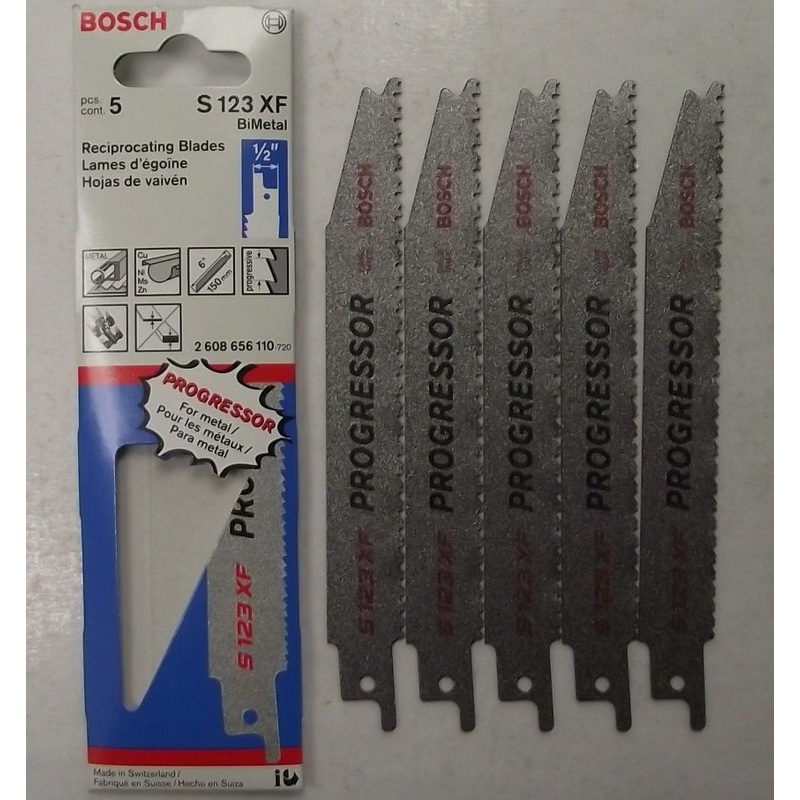 Bosch S123XF Progressor Recip Saw Blade's for Metal Plate 5pcs. Swiss