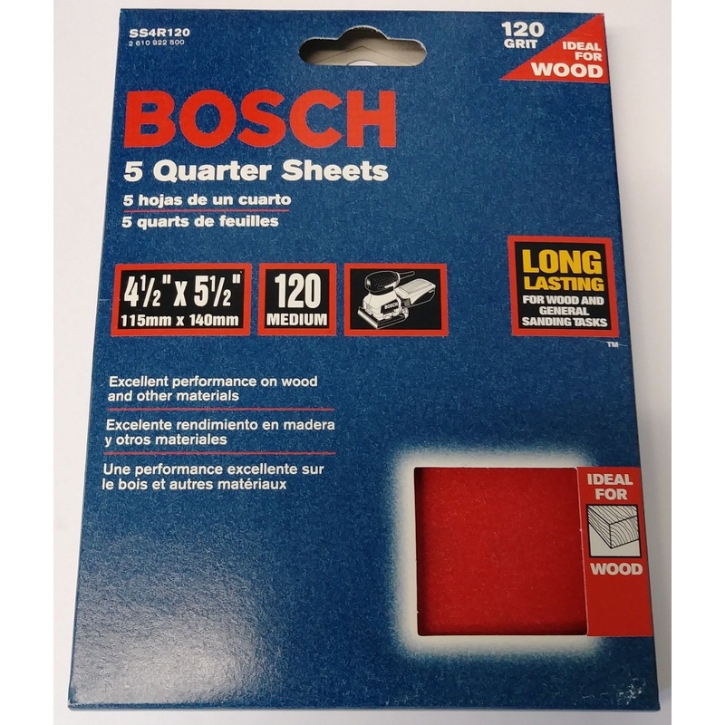 Bosch SS4R120 5 Piece 120 Grit 4-1/4" x 5-1/2" General Purpose Sanding Sheets
