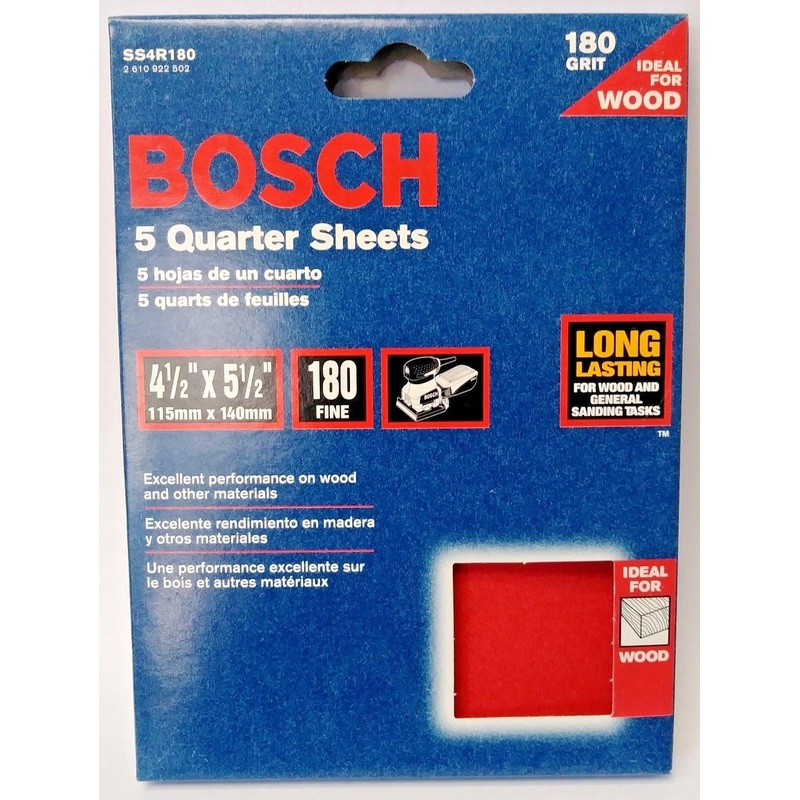Bosch SS4R180 5 Piece 180 Grit 4-1/4" x 5-1/2" General-Purpose Sanding Sheets