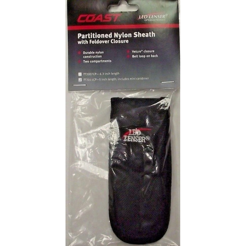 Coast LED Lenser 2011 5" Length Partitioned Nylon Flashlight Sheath w/ Carabiner