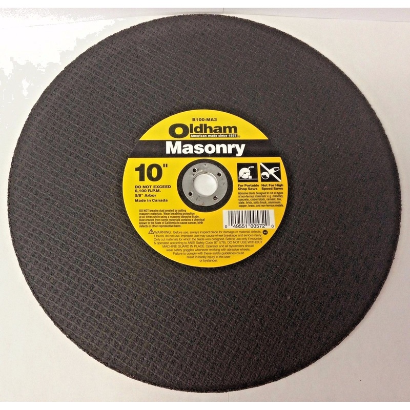 Oldham B100MA3 10" Masonry Cut-Off Wheel 5 Pieces