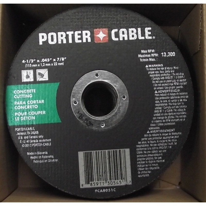 PORTER CABLE PCA8051C 4-1/2" x .045 x 7/8" Concrete Cutting Wheels 25pcs.