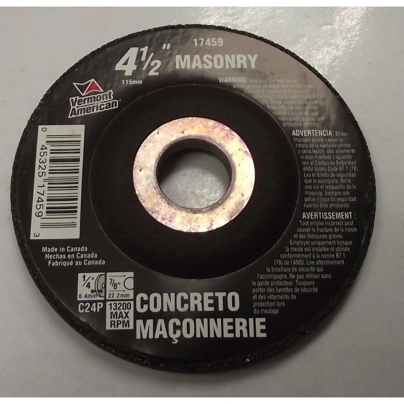 Vermont American 17459 4-1/2 x 1/4 x 7/8 Masonry Grinding Wheels Canada 10pcs.