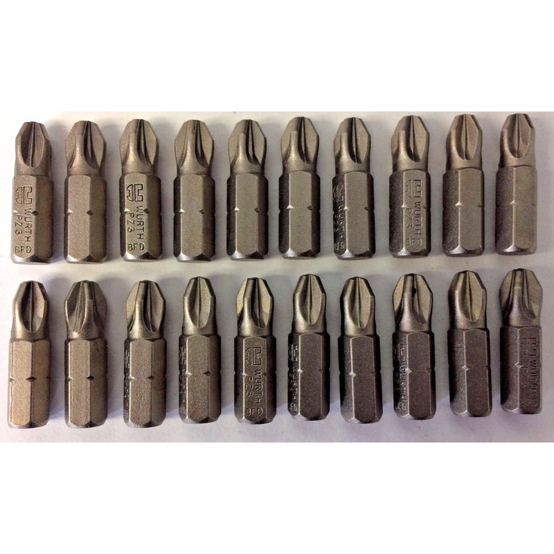 Wurth by Bosch 1609433314 PZ3 Pozidriv Insert Tips USA 20PCS