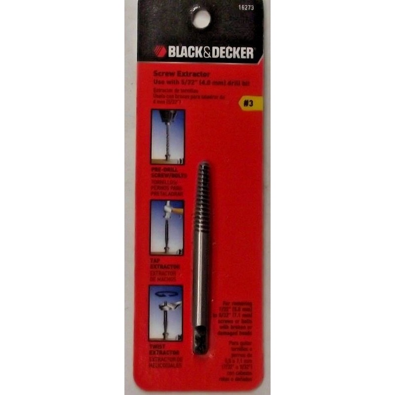 Black & Decker 16273 #3 Damaged Screw Bolt Extractor 5/32"