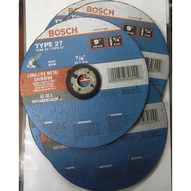 Bosch 2610917858 9" x 1/4" x 7/8" Long-Life Metal Cutting Grinding Wheel 10pcs.