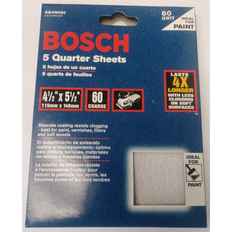 Bosch SS4W060 5 Piece 60 Grit 4-1/2" x 5-1/2" General Purpose Sanding Sheets