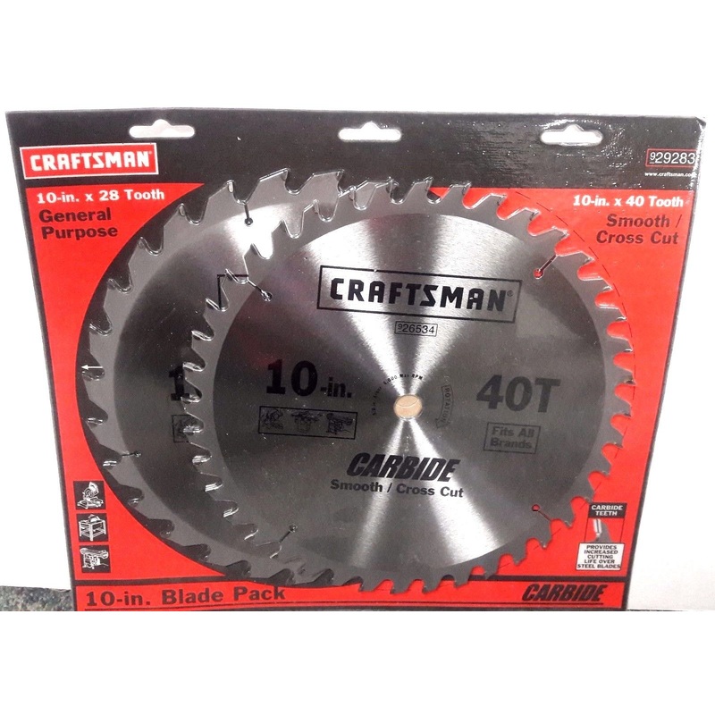 Craftsman 29283 Dyanite Carbide 10" x 40 10" x 28 Tooth Circular Saw Blade
