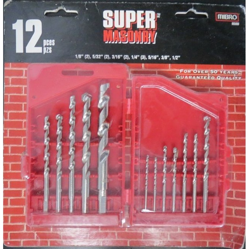 Mibro 895080 12-Piece Super Masonry Drill Bit Set